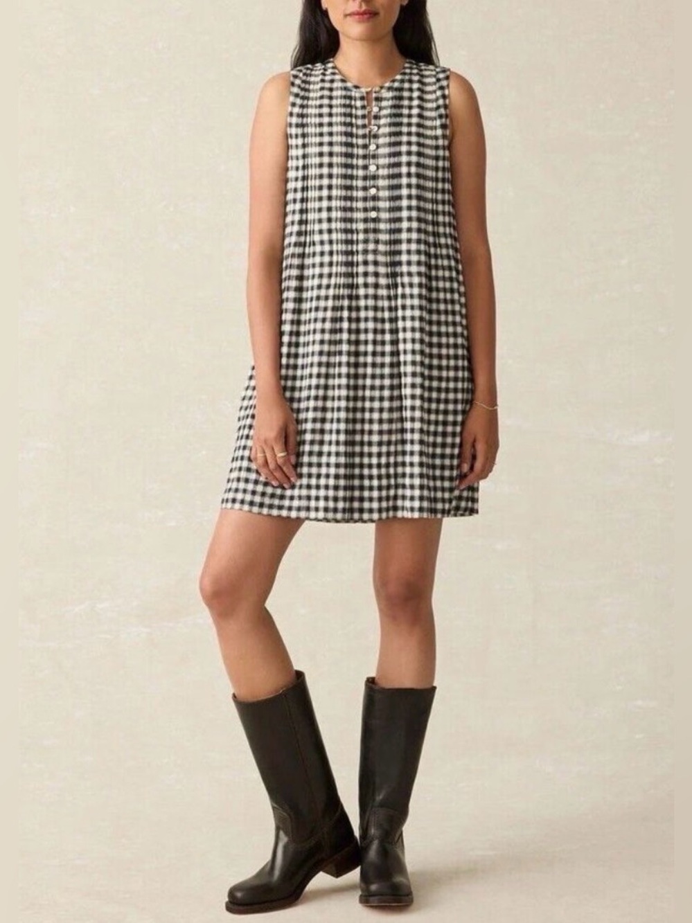 NEW FAHERTY Isha Moonlit Gingham Dress Small